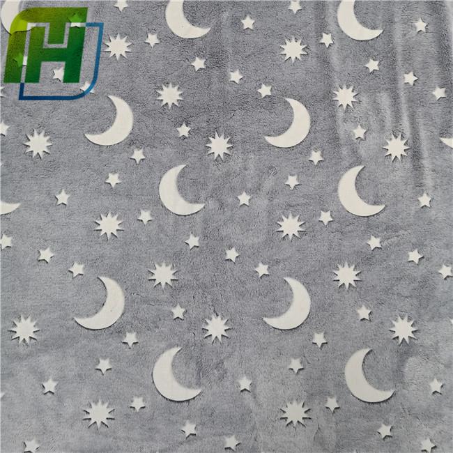 moon design of Flannel fleece fabric